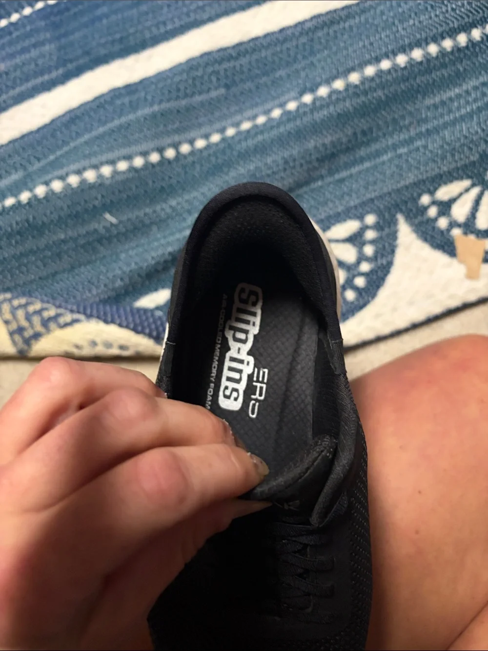 Skechers Black Athletic Slip-On Lace-Up Walk Shoes